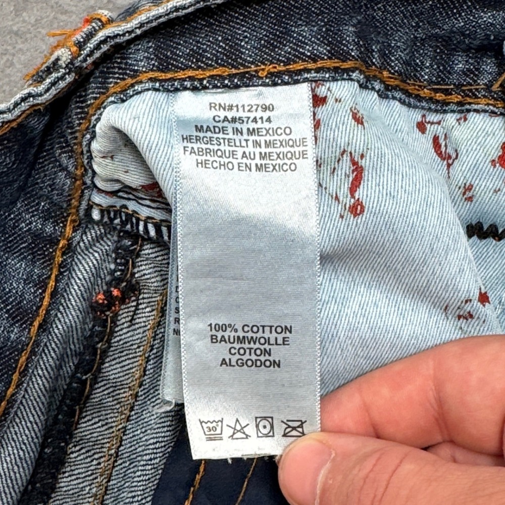 True Religion Ricky Super T Jeans Mens 30 Blue Medium Wash Relaxed Straight Flap - Picture 9 of 11
